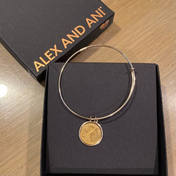 Alex and Ani 14K gold filled initial “R” charm on adjustable bangle bracelet. - Picture 6 of 13